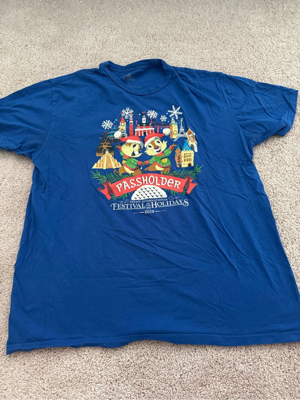 Walt Disney World EPCOT Festival of the Holidays Chip + Dale Passholder Shirt